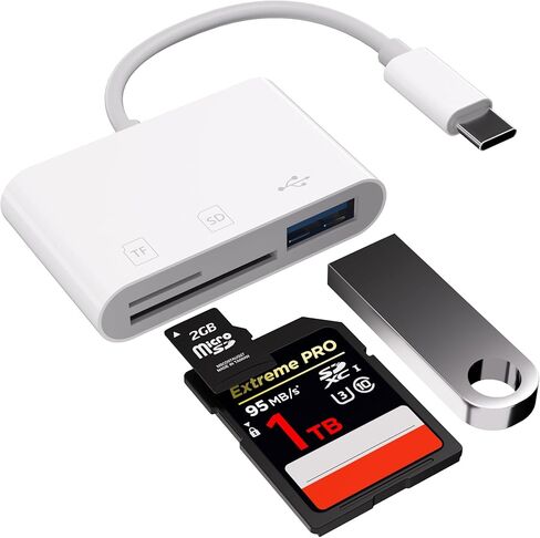 USB SD Card Reader 3.0, USB C Card Reader for iPhone 15/16 iPad MacBook Windows Android, 3 in 1 TF & SD Card Adapter, Portable Micro SD Memory Card Adapter, Trail Camera Viewer, Plug and Play in Saudi Arabia