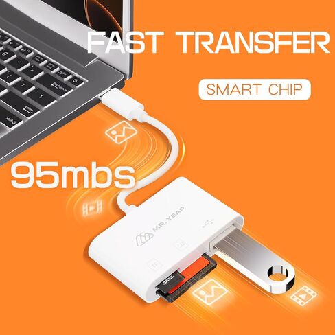 USB SD Card Reader 3.0, USB C Card Reader for iPhone 15/16 iPad MacBook Windows Android, 3 in 1 TF & SD Card Adapter, Portable Micro SD Memory Card Adapter, Trail Camera Viewer, Plug and Play in Saudi Arabia