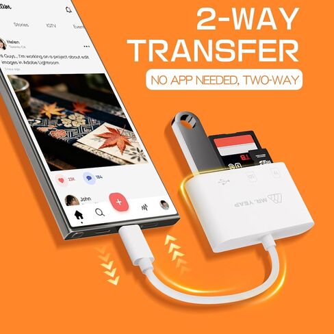 USB SD Card Reader 3.0, USB C Card Reader for iPhone 15/16 iPad MacBook Windows Android, 3 in 1 TF & SD Card Adapter, Portable Micro SD Memory Card Adapter, Trail Camera Viewer, Plug and Play in Saudi Arabia