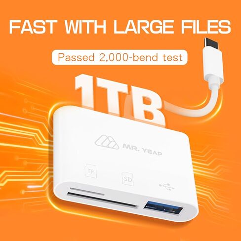 USB SD Card Reader 3.0, USB C Card Reader for iPhone 15/16 iPad MacBook Windows Android, 3 in 1 TF & SD Card Adapter, Portable Micro SD Memory Card Adapter, Trail Camera Viewer, Plug and Play in Saudi Arabia