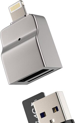 محول Lightning إلى Micro SD قارئ بطاقات USB 3.0 (2 في 1) قارئ بطاقات TF معتمد من MFI لكابل Apple OTG ومحول كاميرا رقمية لهاتف iPhone 14 Pro Max لمحول iPad موصل Lightning Jack in Saudi Arabia