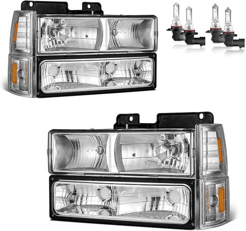 Headlights W/Bulbs for 94-98 GMC C/K 1500 2500 3500 Sierra, for 94-99 GMC C/K 1500 2500 Suburban Yukon+Bumper Signal Corner Lights, Pair Set in Saudi Arabia