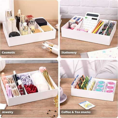 Cable Organizer Box with Wire Ties and Labels, Charger Cable Cord Storage Organizer with Adjustable Compartments, Desk Accessories Storage for Home, Office, Stackable（2Pcs） in Saudi Arabia