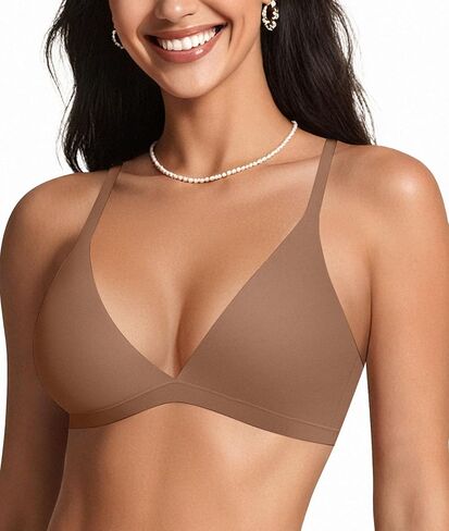 OEAK Womens Comfortable Triangle Bras No Underwire Sexy Plunge Unlined Bralette Pull On Bra Seamless Everyday Tshirt Bras L Black in Saudi Arabia