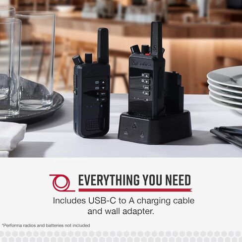 Cobra Single Dock Charger for Performa 400/450 Business Two-Way Radios - USB-C to A Cable and Wall Adapter Included in Saudi Arabia