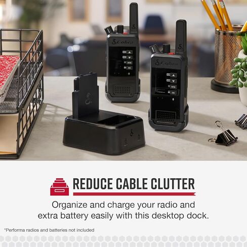 Cobra Single Dock Charger for Performa 400/450 Business Two-Way Radios - USB-C to A Cable and Wall Adapter Included in Saudi Arabia