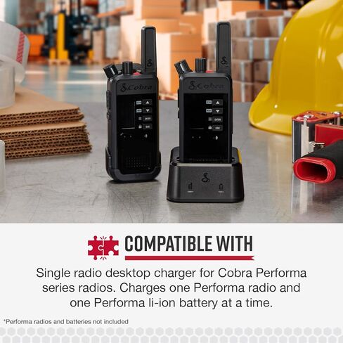 Cobra Single Dock Charger for Performa 400/450 Business Two-Way Radios - USB-C to A Cable and Wall Adapter Included in Saudi Arabia