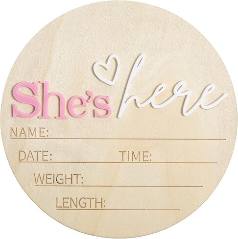 Gender Reveal Wooden Sign, It's a Girl Sign, Baby Announcement Plaque, Personalized Newborn Announcement Sign for Hospital, Wooden Birth Announcement Sign, Boho Gender Reveal Decor (Pink) in Saudi Arabia
