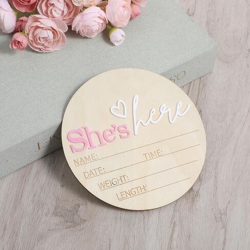 Gender Reveal Wooden Sign, It's a Girl Sign, Baby Announcement Plaque, Personalized Newborn Announcement Sign for Hospital, Wooden Birth Announcement Sign, Boho Gender Reveal Decor (Pink) in Saudi Arabia