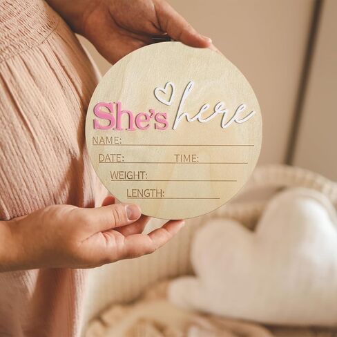 Gender Reveal Wooden Sign, It's a Girl Sign, Baby Announcement Plaque, Personalized Newborn Announcement Sign for Hospital, Wooden Birth Announcement Sign, Boho Gender Reveal Decor (Pink) in Saudi Arabia