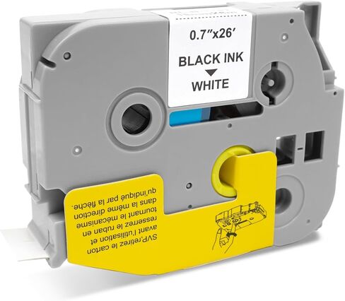 شريط ملصقات أبيض TZe-211 مقاس 6 مم 0.23 ملصقات مغلفة متوافقة مع شريط صانع الملصقات Brother P-Touch Redills PT-D210 PT-D220 PT-D200 PT-H110 PT-D400، عبوة واحدة 0.23 بوصة × 26.2 قدم in Kuwait