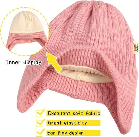 قبعة صغيرة للفتيات الصغيرات مع أغطية أذن محبوكة ناعمة ودافئة وقابلة للتمدد لحماية الأذن في الشتاء للأولاد والأطفال in Kuwait