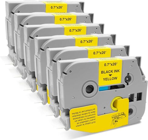 شريط ملصقات أبيض TZe-211 مقاس 6 مم 0.23 ملصقات مغلفة متوافقة مع شريط صانع الملصقات Brother P-Touch Redills PT-D210 PT-D220 PT-D200 PT-H110 PT-D400، عبوة واحدة 0.23 بوصة × 26.2 قدم in Kuwait