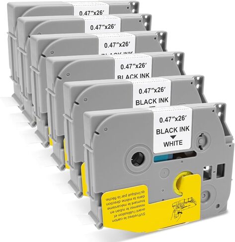 شريط ملصقات أبيض TZe-211 مقاس 6 مم 0.23 ملصقات مغلفة متوافقة مع شريط صانع الملصقات Brother P-Touch Redills PT-D210 PT-D220 PT-D200 PT-H110 PT-D400، عبوة واحدة 0.23 بوصة × 26.2 قدم in Kuwait