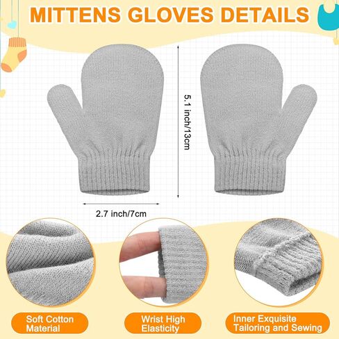 3 Set Kids Baby Toddler Winter Hats and Mittens Set Classic Warm Knitted Beanie Gloves Bow for Boys and Girls 0-6Y in Saudi Arabia