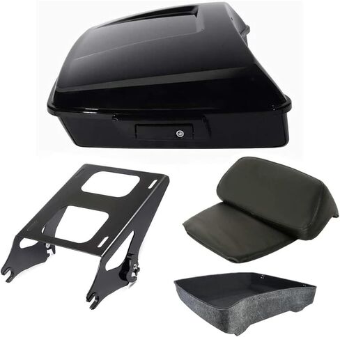 tct-motorparts زاوية سوداء سوداء أمتعة جولة مع رف جبل رف الظهر قوسين ل Harley Touring Models Road Road Street Electra Glide Ultra-Classic 2014-2025 in Saudi Arabia