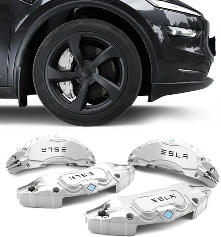 4pcs أغطية الفرجار الفرامل الأحمر لنموذج Tesla Y Juniper 2026 Performance Look Pariper Protector Precision-On قابلة للتطبيق على جميع ملحقات أحجام الإطارات لنموذج Y Juniper （Red） in Saudi Arabia