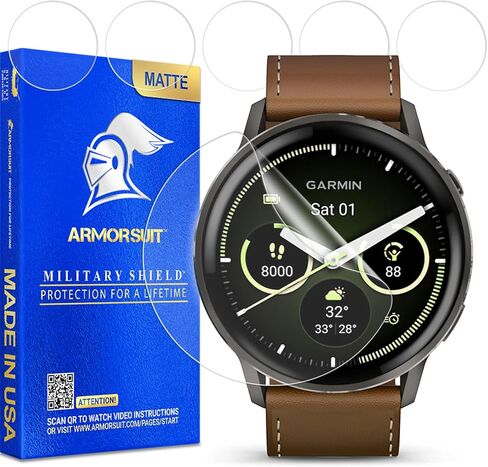 ArmorSuit 6 Pack for Garmin Venu 4 (45mm) Anti-Glare Screen Protector MilitaryShield Matte Film - Made in USA in Saudi Arabia