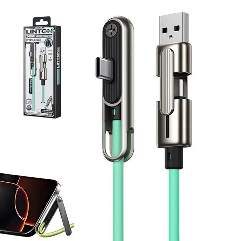 240W Invisible Stand Charging Cable, 2-in-1 Adjustable Phone Holder with 90° Angled USB-C Cord, 5ft Fast Charge Cable for iPhone 12-17, Smartphones, Tablets(1 Pcs) in Saudi Arabia