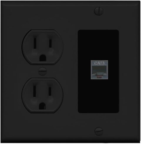 RiteAV Phone Wall Plate - 1 Port RJ11-RJ12 Telephone Jack Cover Faceplate - Round Outlet [White] in Saudi Arabia