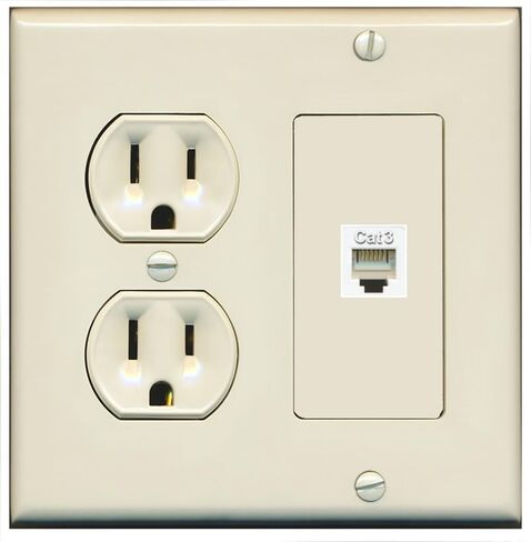 لوحة حائط للهاتف RiteAV - 1 منفذ RJ11-RJ12 غطاء غطاء مقبس الهاتف - مخرج دائري [أبيض] in Kuwait