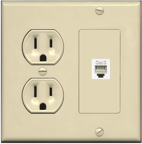 RiteAV Phone Wall Plate - 1 Port RJ11-RJ12 Telephone Jack Cover Faceplate - Round Outlet [White] in Saudi Arabia