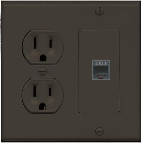 RiteAV Phone Wall Plate - 1 Port RJ11-RJ12 Telephone Jack Cover Faceplate - Round Outlet [White] in Saudi Arabia