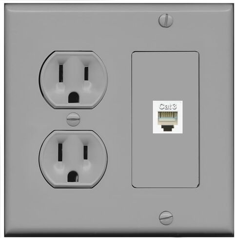 RiteAV Phone Wall Plate - 1 Port RJ11-RJ12 Telephone Jack Cover Faceplate - Round Outlet [White] in Saudi Arabia
