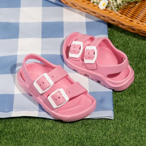 Toddler Boys Girls Double Buckle Sandals Adjustable Open Toe Beach & Pool Water Shoes for Unisex with Back Strap in Saudi Arabia
