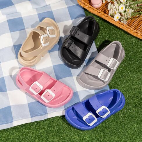 Toddler Boys Girls Double Buckle Sandals Adjustable Open Toe Beach & Pool Water Shoes for Unisex with Back Strap in Saudi Arabia