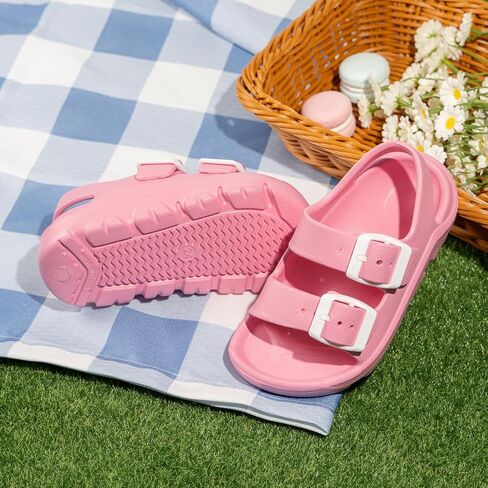 Toddler Boys Girls Double Buckle Sandals Adjustable Open Toe Beach & Pool Water Shoes for Unisex with Back Strap in Saudi Arabia