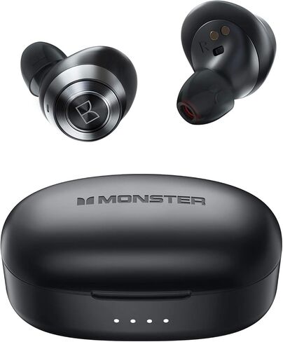 سماعات أذن Monster Achieve 100 AirLinks اللاسلكية، شحن فائق السرعة، سماعات رأس ستيريو بلوتوث 5.0 مع علبة شحن USB-C، ميكروفون مدمج للمكالمات الواضحة، تصميم مقاوم للماء للرياضة in Kuwait