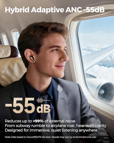 SoundPEATS Air5 Pro+ MEMS Speaker Earbuds, Hybrid Driver Earbuds with 10mm Composite Diaphragm Speaker, aptX Lossless & Hi-Res, AI Adaptive ANC & 6 Mic, LE Audio LC3, Bluetooth 5.4, Weightless Comfort in Saudi Arabia