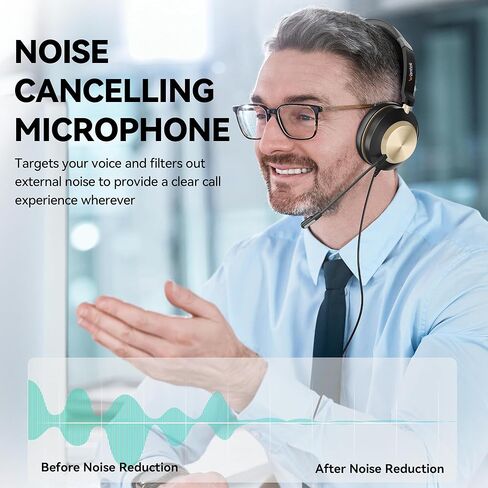 Wantek USB Headset with Microphone, Type-c/USB/3.5mm Jack 3-in-1 PC Headset, Wired & Noise Cancelling Headphone with Volume Control for Call Centers, Skype, Zoom, Home Office, 0nline Courses in Saudi Arabia