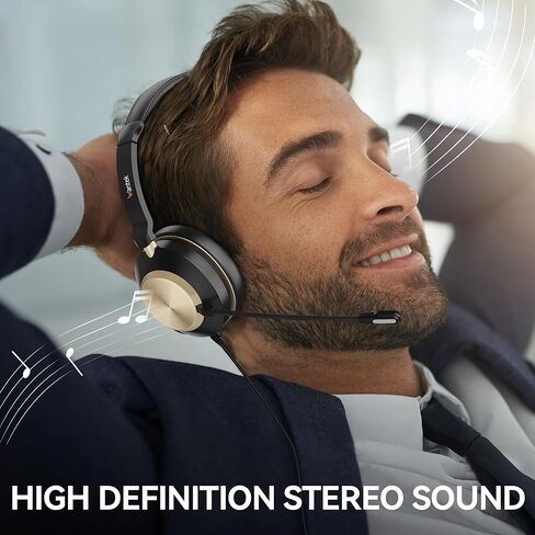Wantek USB Headset with Microphone, Type-c/USB/3.5mm Jack 3-in-1 PC Headset, Wired & Noise Cancelling Headphone with Volume Control for Call Centers, Skype, Zoom, Home Office, 0nline Courses in Saudi Arabia
