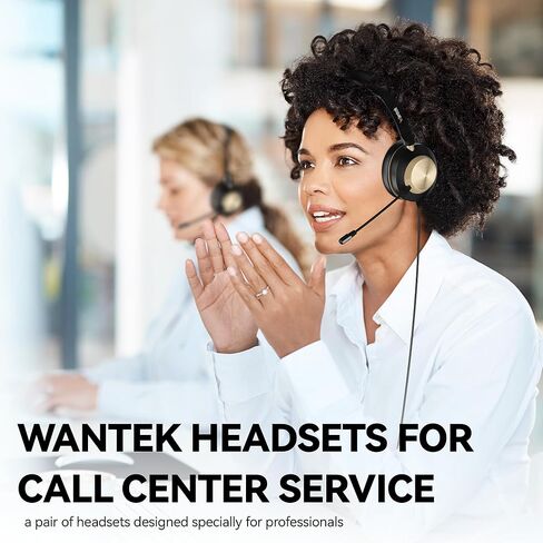 Wantek USB Headset with Microphone, Type-c/USB/3.5mm Jack 3-in-1 PC Headset, Wired & Noise Cancelling Headphone with Volume Control for Call Centers, Skype, Zoom, Home Office, 0nline Courses in Saudi Arabia