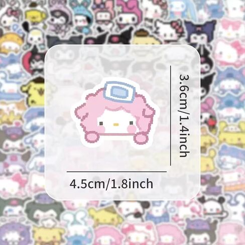 100 قطعة من ملصقات الرسوم المتحركة سانريو، Kawaii Hello Kitty Kuromi Mymelody ملصق فينيل مقاوم للماء للأولاد والبنات المراهقين وأجهزة الكمبيوتر المحمول للبالغين، حقيبة سفر، هاتف، دراجة، زجاجة مياه، جيتار، كمبيوتر، لوح تزلج in Kuwait