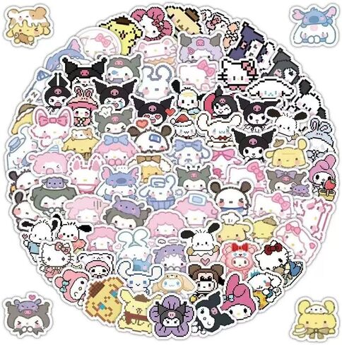 100 قطعة من ملصقات الرسوم المتحركة سانريو، Kawaii Hello Kitty Kuromi Mymelody ملصق فينيل مقاوم للماء للأولاد والبنات المراهقين وأجهزة الكمبيوتر المحمول للبالغين، حقيبة سفر، هاتف، دراجة، زجاجة مياه، جيتار، كمبيوتر، لوح تزلج in Kuwait