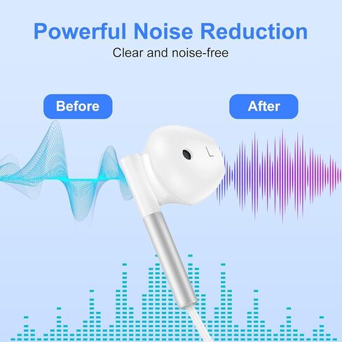Type C Headphones Wired for iPhone 16e 17/16 Pro Max/16 Pro/16 Plus/16/15, USB C Earphones Noise Canceling Earbuds with Mic & Remote Control for Samsung Galaxy S25 Ultra S24FE S23 S22 A17 A16,Pixel 10 in Saudi Arabia