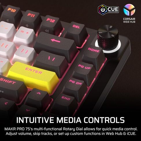 Corsair MAKR PRO 75 Hall Effect DIY Wired Magnetic Mechanical Gaming Keyboard – 75% Layout, MGX Hyperdrive Switches, Dual Actuation, Rapid Trigger, FlashTap SOCD, 8,000Hz, US Layout – Black in Saudi Arabia