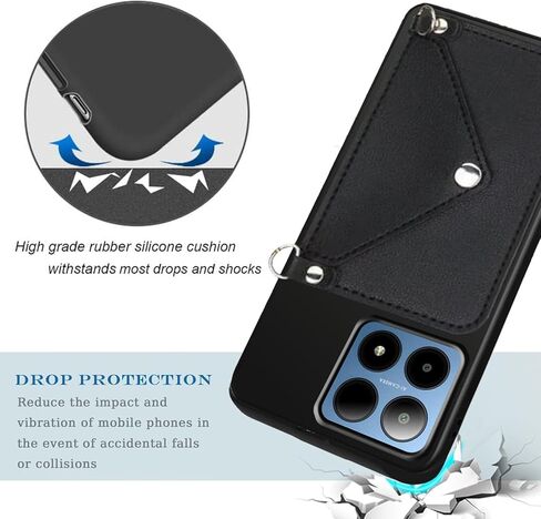 For Boost Mobile Summit 5G Wallet Case Crossbody Chain Strap, Boost Mobile Summit5G Phone Case Back Wallet with Card Holder For Women Girl, Card Slots Case with Faux Learher Wrist Strap, Black in Saudi Arabia