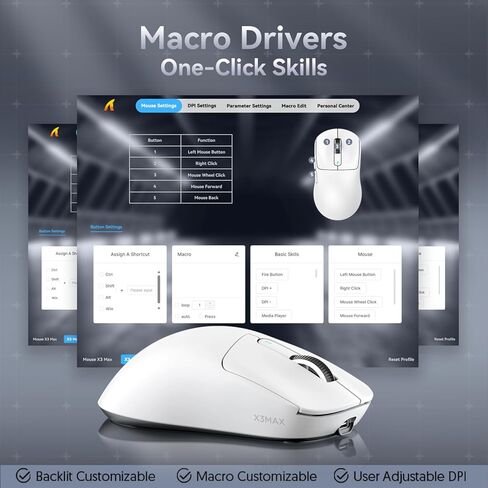 MAMBASNAKE Attack SHAKR X3MAX Wireless Gaming Mouse,PixArt PAW3950 42000 DPI,49g Ultralight Tri-Mode(BT5.4/2.4GHz/Wired), 1K Polling Rate Programmable Computer Mice for PC/MAC/Win - White in Saudi Arabia