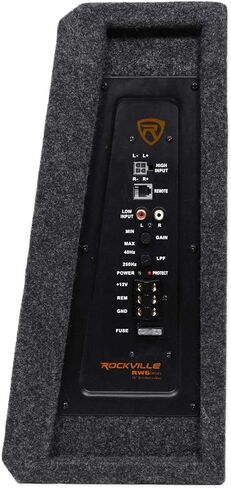 Rockville RWS10CA Bundle: 1000W 10-in Slim Powered Car Subwoofer Enclosure with Built-in Amplifier, RWK81 8 Gauge Complete Amp Installation Wiring Kit with 100% Copper RCA Cables, 2-Items in Saudi Arabia