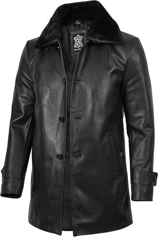 Decrum Shearling Leather Coat Men - Winter Fashion Leather Coats for Men in Saudi Arabia