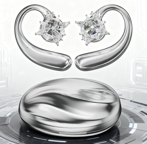 Magnetic Ear Cuff Headphones for Women, Open-Ear Jewelry Bluetooth Earbuds with Metal Mirror Finish, Clip-On Wireless Earphones, Bluetooth 5.4, Fast Charging 30H Playtime in Saudi Arabia