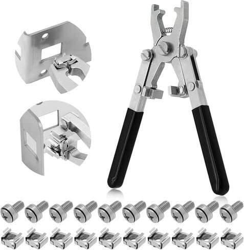 Rotable Dual Head Cage Nut Tool Kit with 10 Sets M6 Silver Rack Mount Screws - Screw Install and Remove Tool for M4 M5 M6 M8 M10 - Screw Tool Kit for Server Rack, Network Cabinet, Data Center(Black) in Kuwait