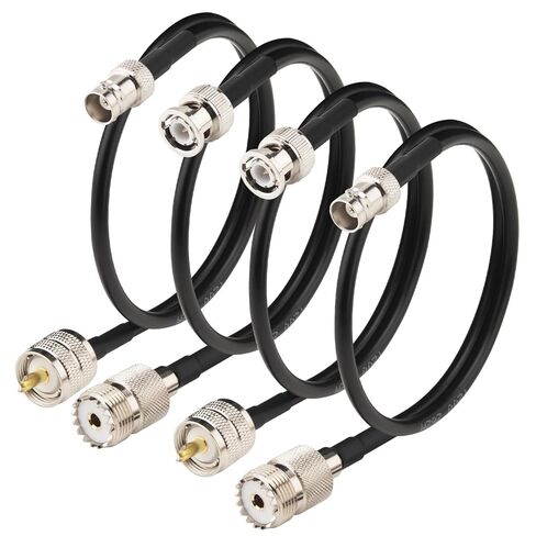 Boobrie Upgraded 4PCS BNC to UHF Cable 1.64ft Kit BNC to UHF PL259 SO239 Extension CB Radio Antenna Cable 0-6GHz Low Loss LMR200 Equivalent, Better Than RG58 in Saudi Arabia