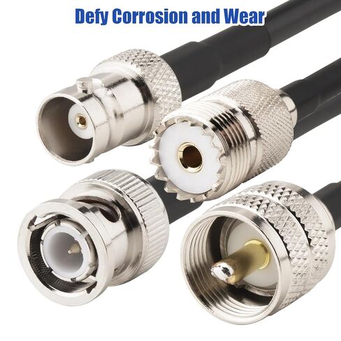 Boobrie Upgraded 4PCS BNC to UHF Cable 1.64ft Kit BNC to UHF PL259 SO239 Extension CB Radio Antenna Cable 0-6GHz Low Loss LMR200 Equivalent, Better Than RG58 in Saudi Arabia