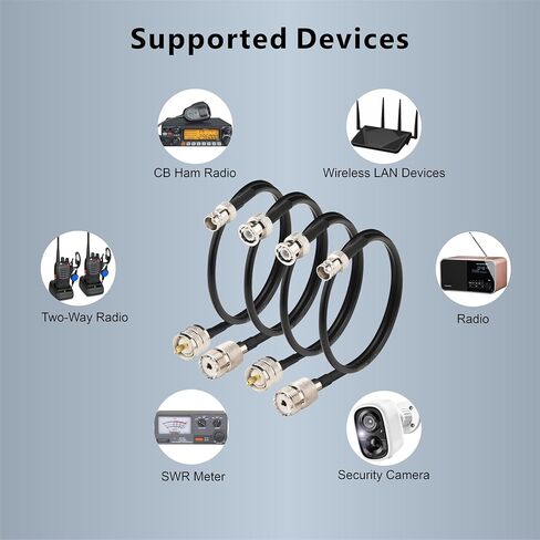 Boobrie Upgraded 4PCS BNC to UHF Cable 1.64ft Kit BNC to UHF PL259 SO239 Extension CB Radio Antenna Cable 0-6GHz Low Loss LMR200 Equivalent, Better Than RG58 in Saudi Arabia