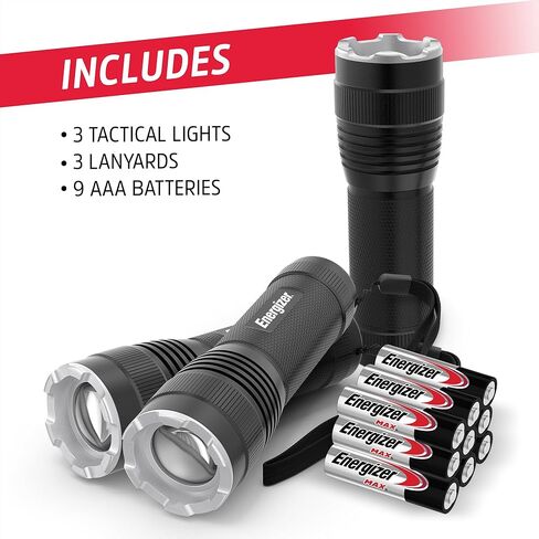 مصابيح إنرجايزر T-300 LED (3 عبوات)، ضوء فلاش ساطع لـ EDC التكتيكي، والتخييم، وحالات الطوارئ (البطاريات متضمنة) in Kuwait